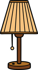 Minimalist Table Lamp Illustration with Classic Shade, Warm Light, and Elegant Wood Stand for Cozy Interior Lighting and Contemporary Home Decor Projects