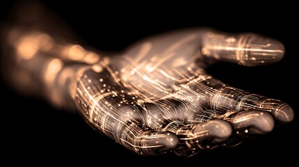futuristic cybernetic hand symbolizing data protection and innovation or DevOps