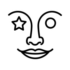 Abstract face outline with star and transparent background
