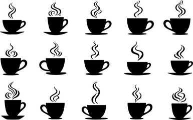 Steaming Coffee and Tea Cup Silhouette Collection