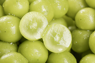 Fresh Green Grapes from Guizhou Province China with Water Droplets Close-up Seasonal Fruit Showcase