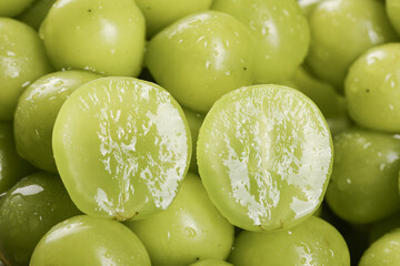 Fresh Green Grapes with Water Droplets - Seasonal Fruit Close-up Photography