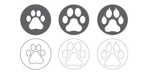 Dog paw prints isolated on transparent white background