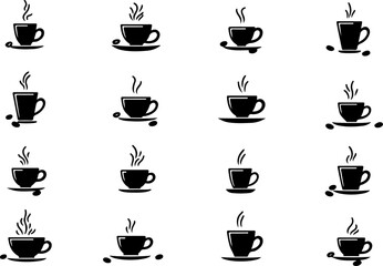 Coffee Cup Silhouette Icons Set"