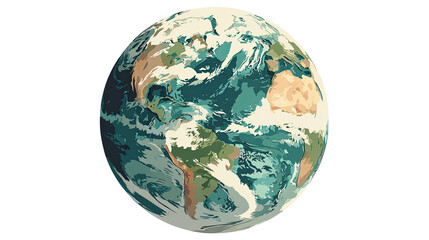Retro Earth Planet Globe Sticker Illustration with Continents