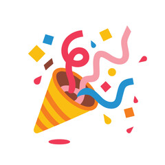 Vector icon party popper. Cartoon emoji of birthday confetti explosion. Simple minimal illustration isolated on white background,