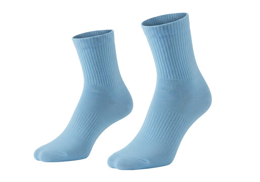 Pair of light blue socks on transparent background