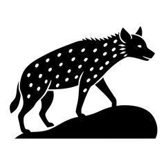 Fototapeta premium Hyena Climbing in Hill vector silhouette on white background