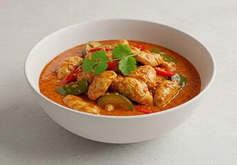 Fototapeta premium Crimson Embrace: Chicken in Coconut Curry