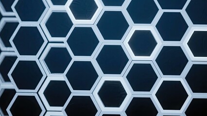 Obraz premium Illuminated hexagonal design with repeating patterns and dynamic perspective