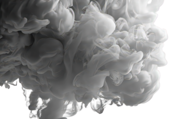 Abstract Gray Ink Blobs Against Black Background