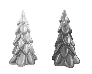 silver christmas tree on white background. 