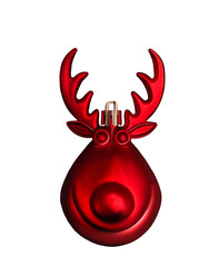 Red deer Christmas ball ornament isolated on white