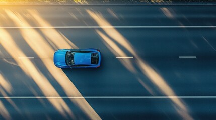 Aerial blue car highway