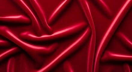 Luxurious deep red velvet fabric draped and flowing with elegant folds and highlights