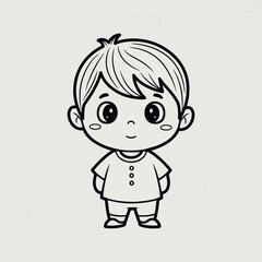Cute cartoon drawing of a boy with short hair, big eyes, and a simple outfit.