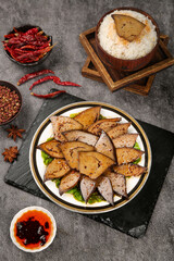 Spicy Marinated Pork Liver with Cashews Salt Pepper Hot Chili Rice Asian Cuisine