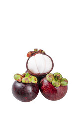 Thai Mangosteen Tropical Fruits Isolated on White Background