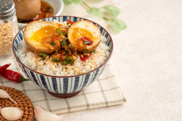 Korean Mayak Eggs in Soy Sauce with Garlic, Onion and Chili