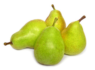 Green pears fruit isolated on white background. Juice, vitamins