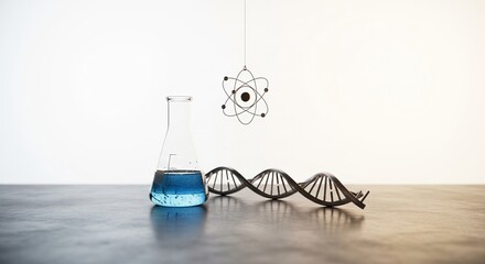 concise, conceptual and minimalistic photo image on the topic of science, invention, test tube, chemistry
