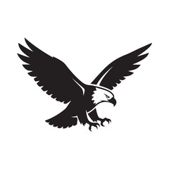 Obraz premium Powerful Monochrome Eagle Vector Design with Spread Wings and Extended Talons