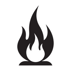 Stylized Black Fire Flame Symbol on a White Background