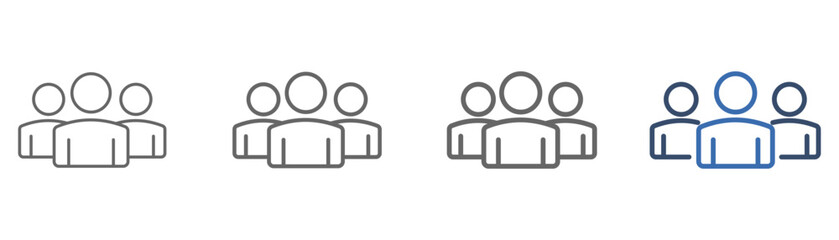 
outline icon set people with three people design