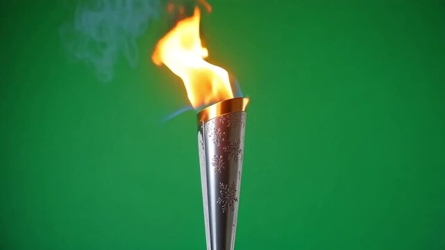 Dynamic Olympic torch ablaze with vibrant flame, a symbol of triumph and athletic achievement, ready for your inspiring project