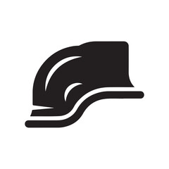 Minimalist Solid Black Hard Hat Icon Silhouette on White Background