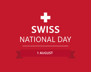 Swiss national day celebration with swiss flag and august 1st date