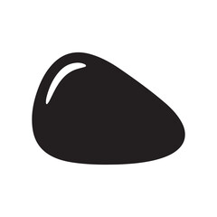 Glossy Black Abstract Organic Shape with Highlight on White Background