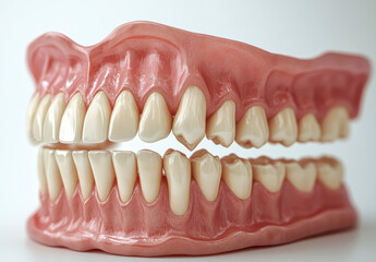 Obraz premium Realistic Dental Prosthetic Model Showing Full Denture Set For Examination and Education Purposes