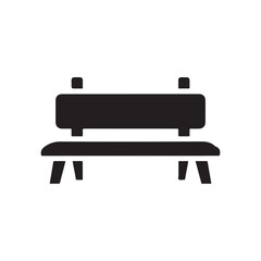 Flat Black Park Bench Icon Design on White Background