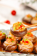 Steamed Shiitake Mushrooms with Vermicelli Noodles in Traditional Asian Dish