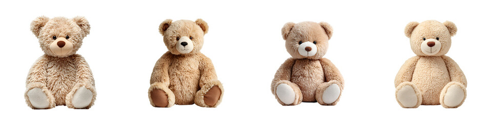 Obraz premium Teddy Bear Collection: Plush Stuffed Animals on White Background