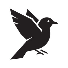 Modern Geometric Bird Silhouette with Dynamic Wings in Black and White