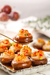Steamed Shiitake Mushrooms with Vermicelli Noodles Asian Appetizer Dish