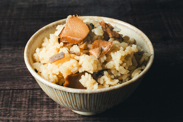 松茸ご飯のアップ