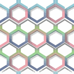Abstract honeycomb pattern with soft pastel colors and 3D effect design, patern seamless, Stock royalty free.