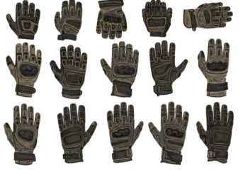 Collection Of Camouflage Army Gloves Isolated On A Transparent Background