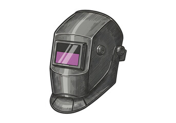 Fototapeta premium Illustration Of Gray Welding Helmet Isolated On Transparent Background