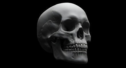 Anatomical Skull Study: Gray Scale, Isolated on Black