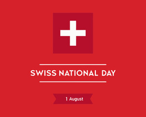 Obraz premium Swiss national day celebration with swiss flag and date