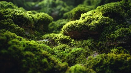 Ecological theme abstract nature design, green organic textures and layered forms, atmospheric lighting with particle effects