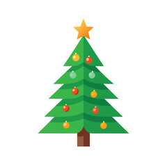 Fototapeta premium Decorated Green Christmas Tree with Star Topper holiday