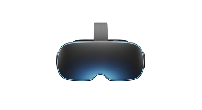 Virtual reality headset isolated on transparent background offers immersive digital experiences and interactive entertainment in gaming, education, and training