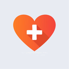 Obraz premium Heart-shaped emblem with a white cross symbol representing healthcare and well-being