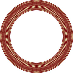 Classic Greek red and gold round ornament. Vector pattern, circle of ancient Hellenes. European border - ring.
