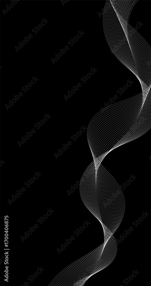 Aufkleber abstract white wave of particles on black copy space background design element